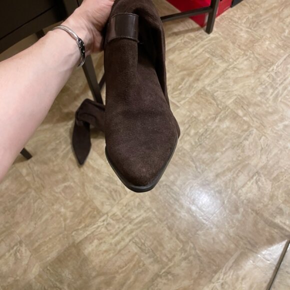 Franco Sarto Brown Suede Y2K Boots Size 10 (fit 9.5-10) - Picture 11 of 16